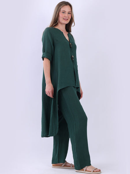 Lia Linen Top Forest Green