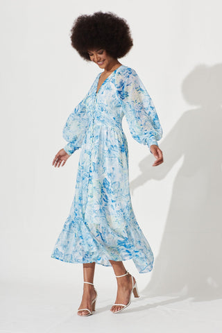 Tori Floral Maxi Dress Blue