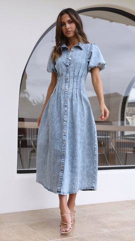 Willow Denim Dress Light Blue